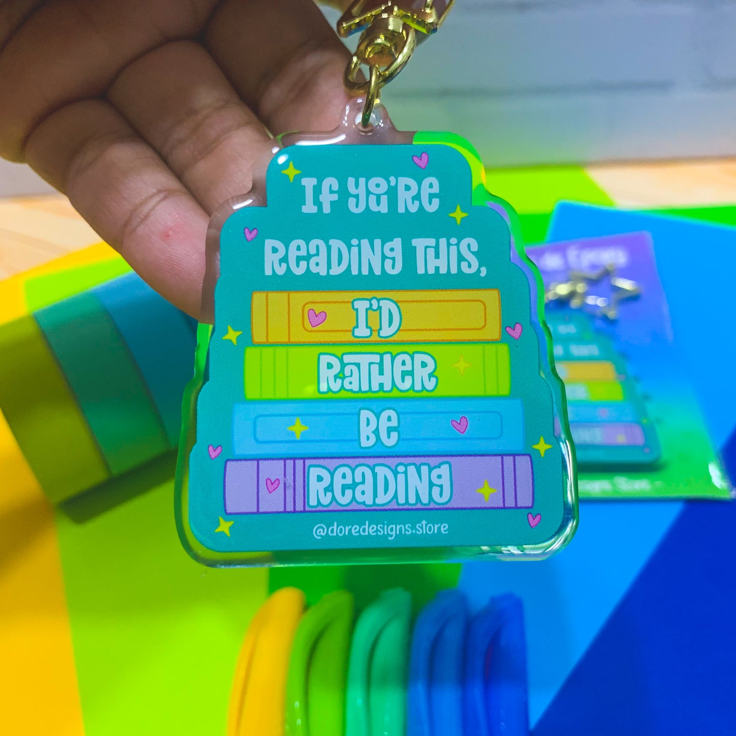 Under Lock | I'd rather be reading - Premium Keychains from Dore Designs Store - Just $10! Shop now at Dore Designs Store