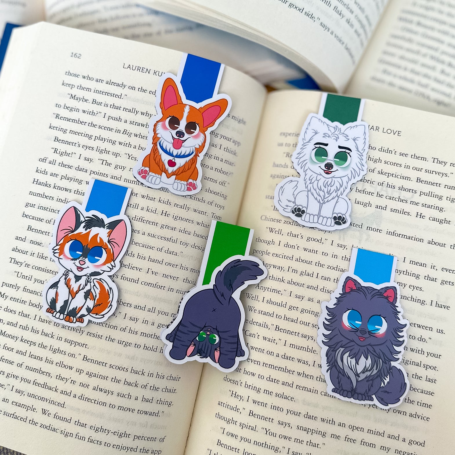 magnetic bookmarks literary pets puppies kitties newton bridgerton chibi fanart