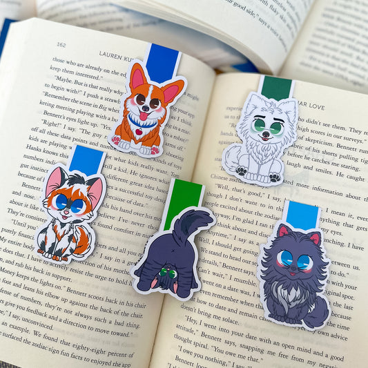 magnetic bookmarks literary pets puppies kitties newton bridgerton chibi fanart