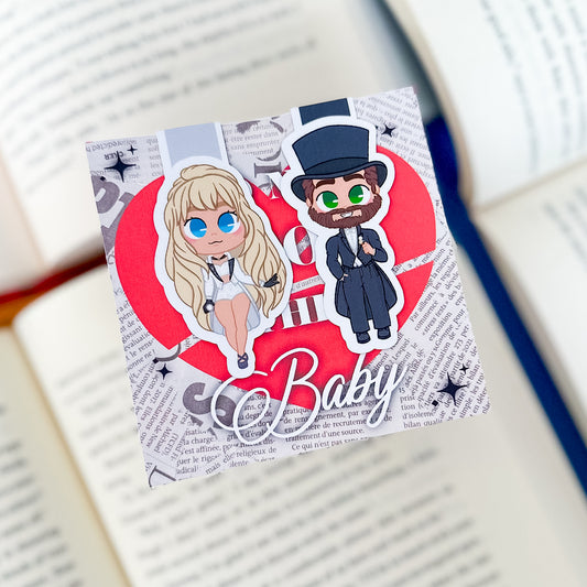 magnetic bookmarks-taylor swift-eras tour-do not drop the baby-travis kelce chibi fanart